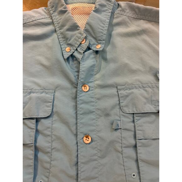 Columbia PFG Shirt Mens XL Blue Button Down Vented Short Sleeve Outdoors Fishing - Picture 3 of 5